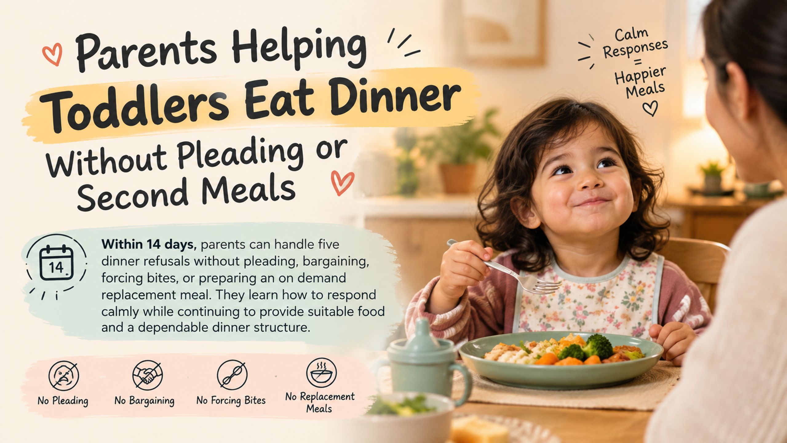 Parents Helping Toddlers Eat Dinner Without Pleading or Second Meals