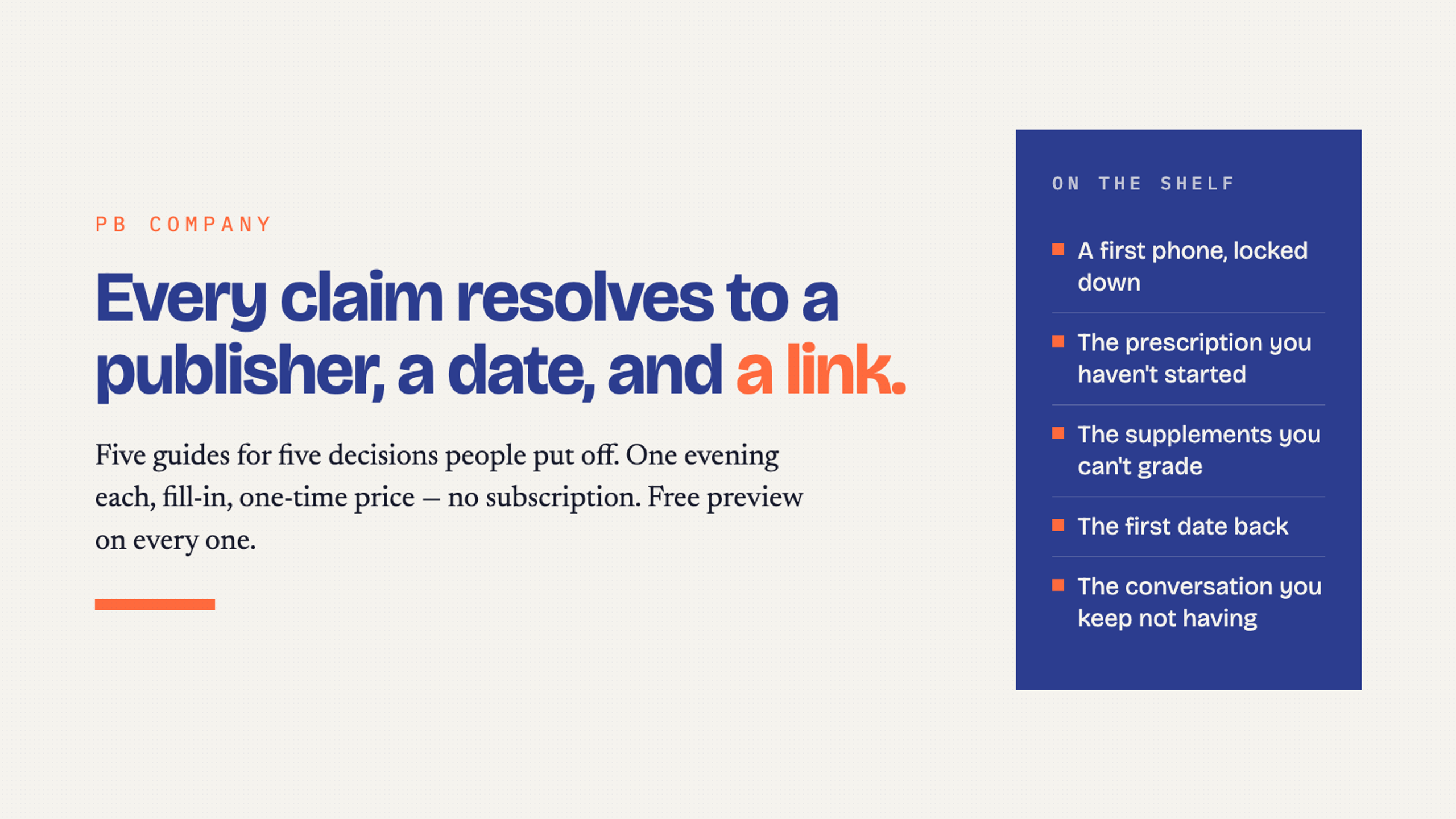 PB Company: sourced guides you can finish in one evening