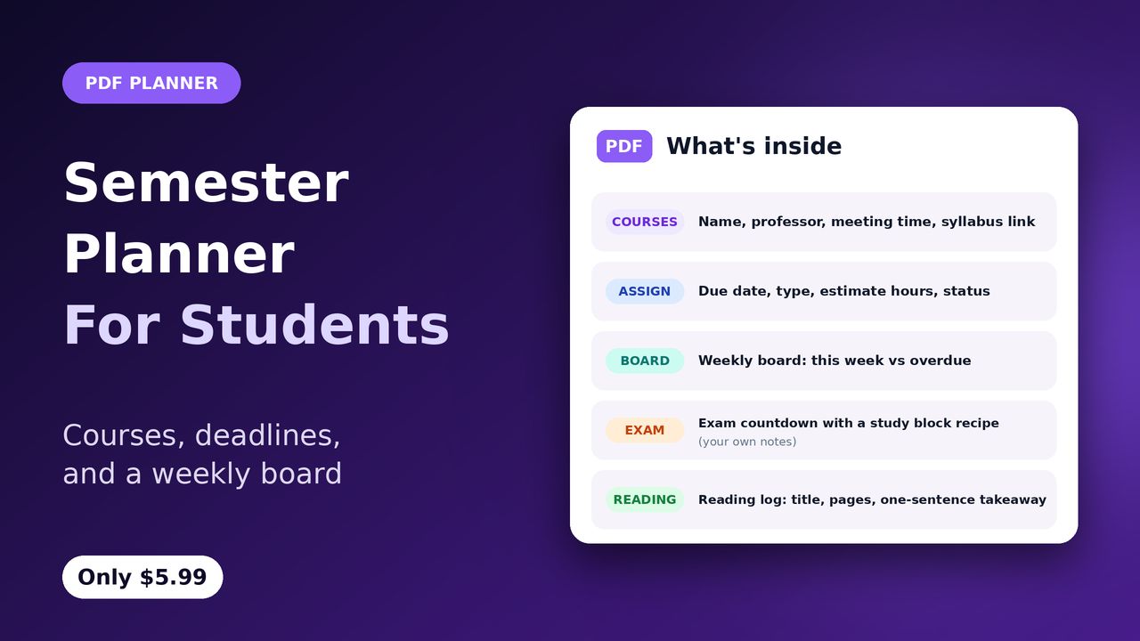 Semester Planner for Students (Notion)