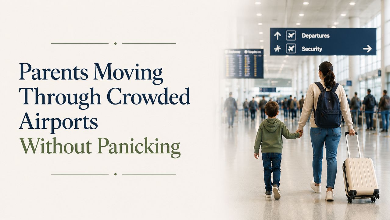 Parents Navigating Crowds Calmly