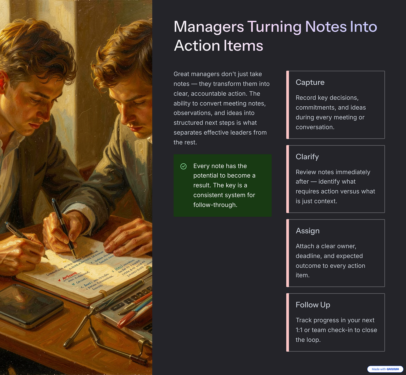 Managers Turning Notes Into Action Items