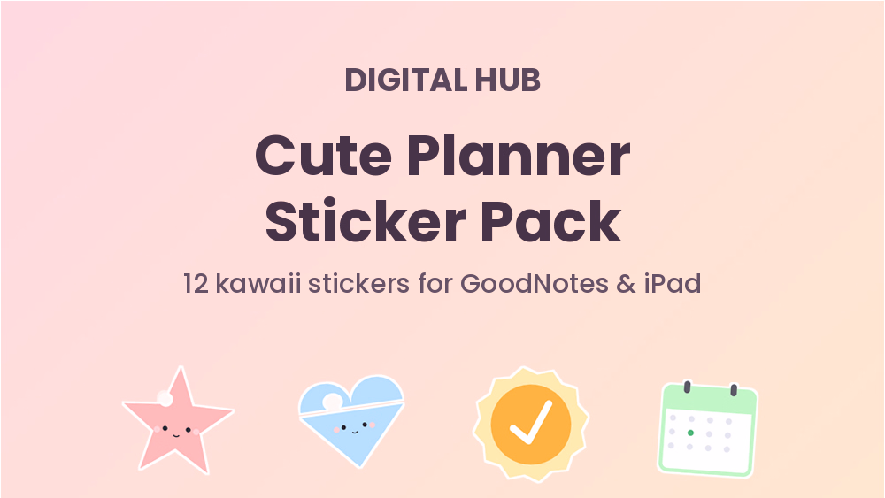 Kawaii Digital Sticker Pack (12 Planner Stickers)