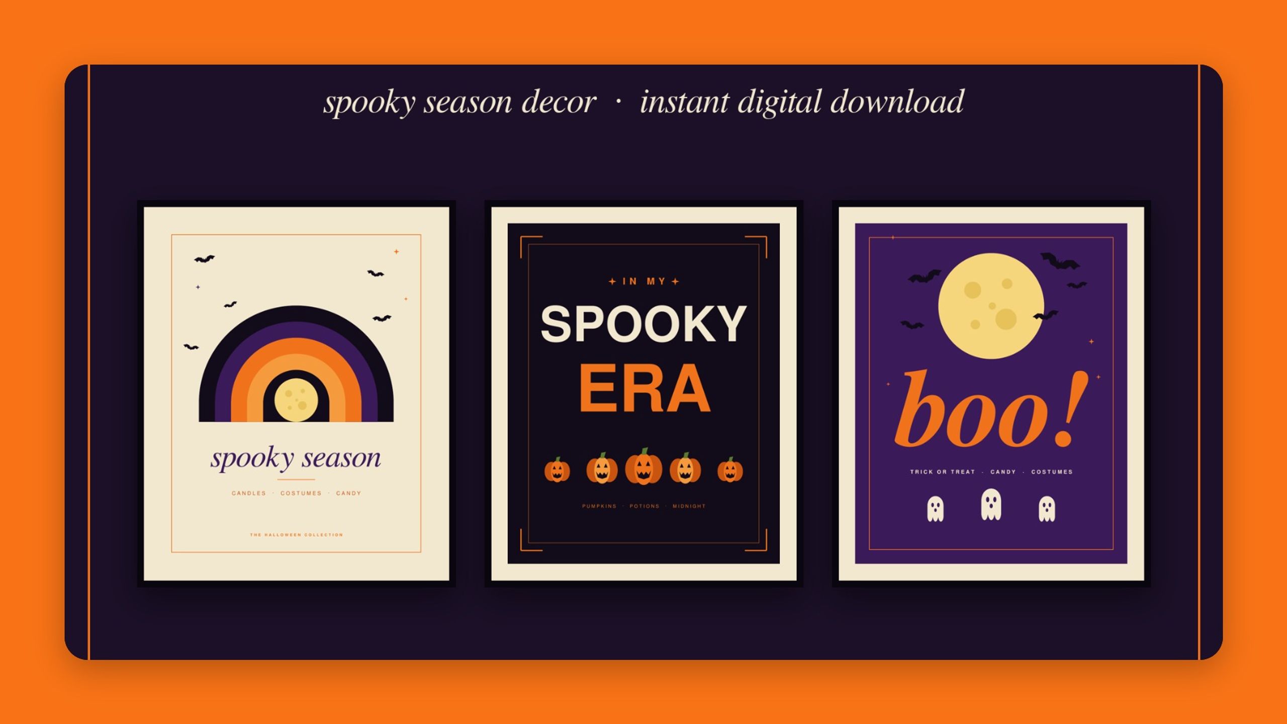 Halloween Wall Art Set of 3, Spooky Boho Prints, Bucket List & Planner