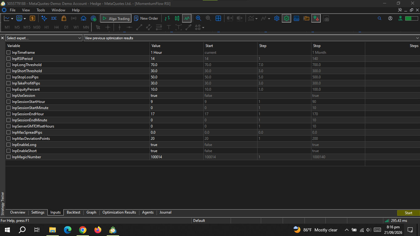 MomentumFlow RSI Expert Advisor preview 2