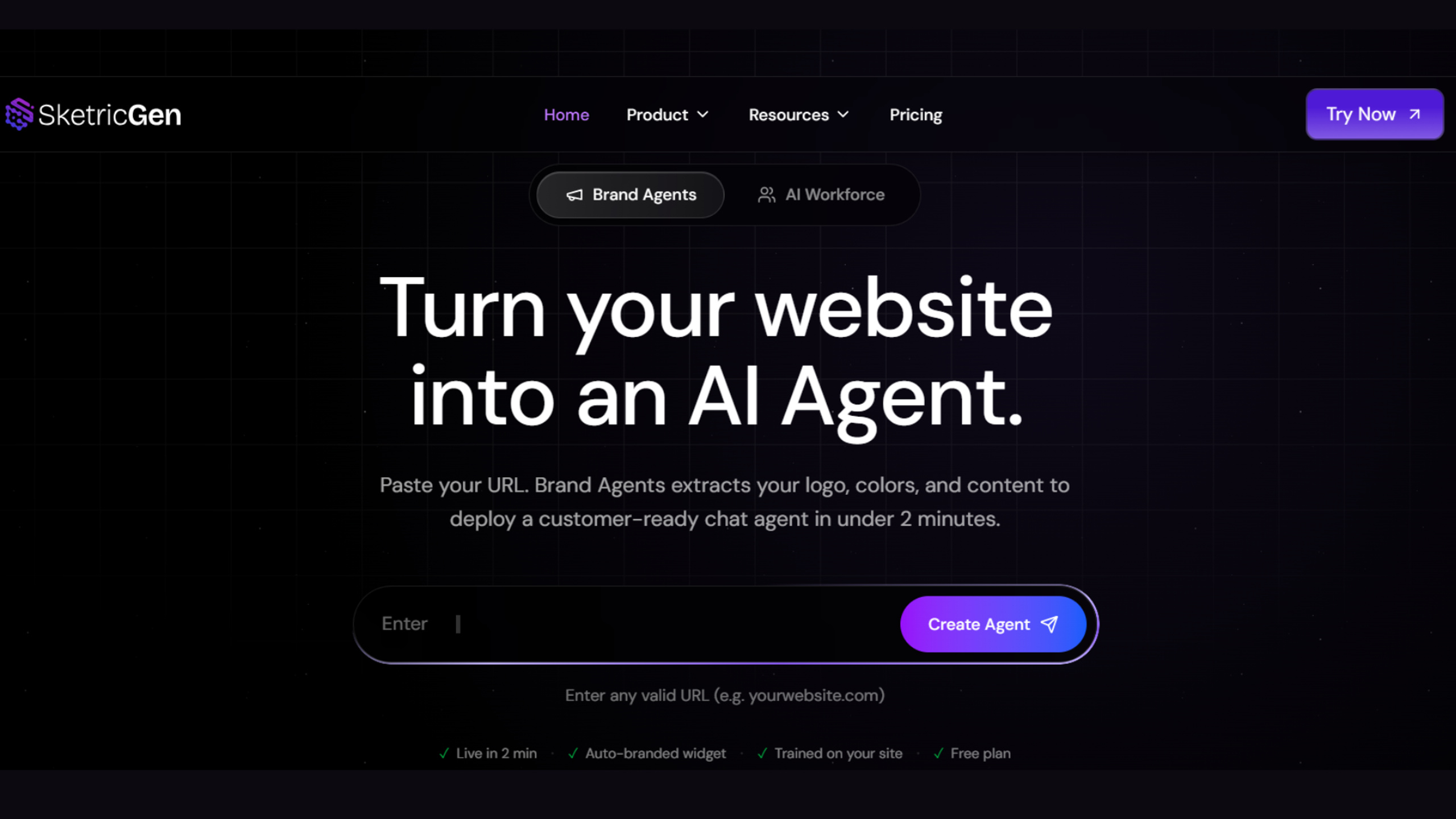 Sketricgen · No Code AI Agent Builder
