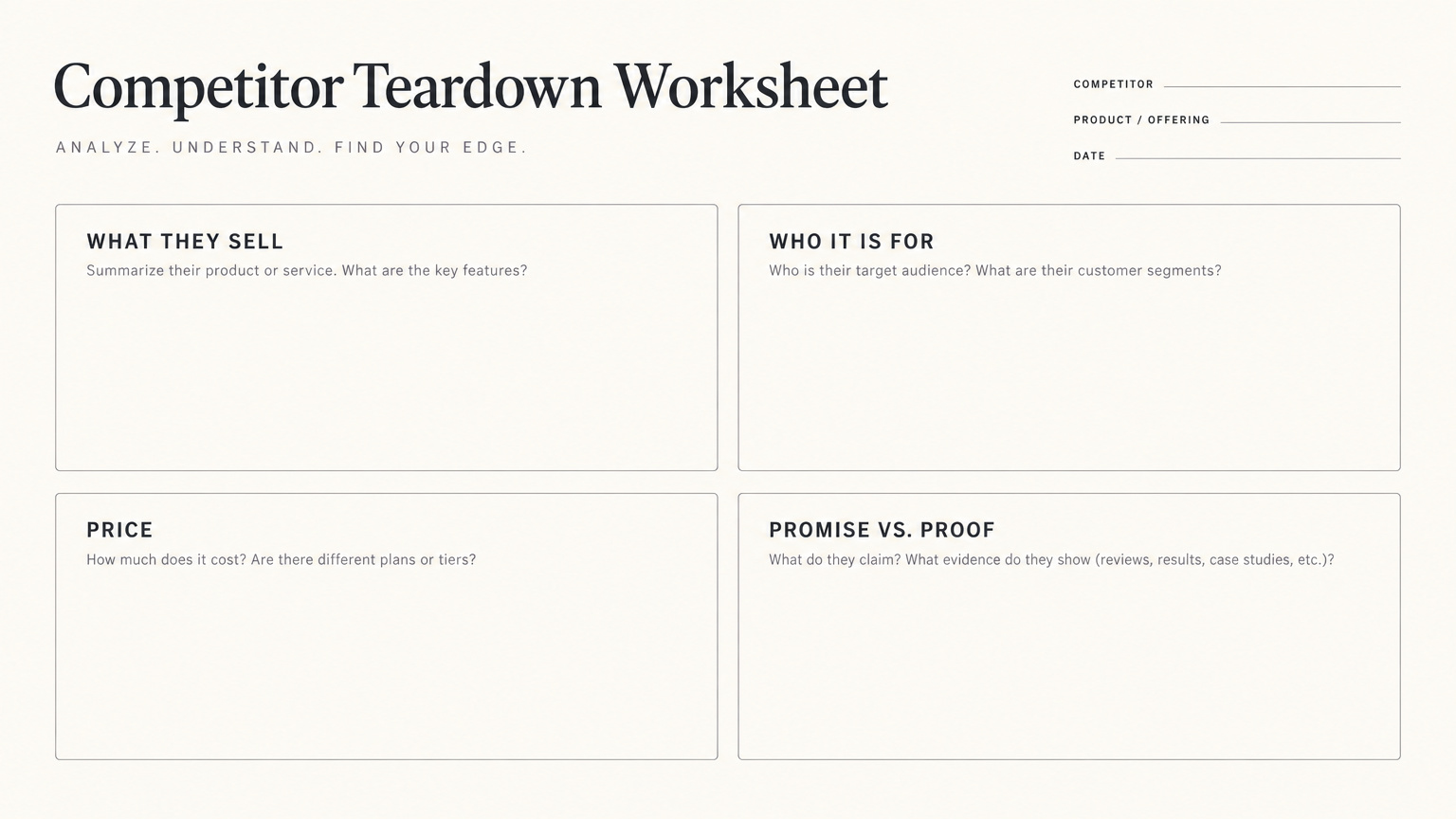 Competitor Teardown Worksheet