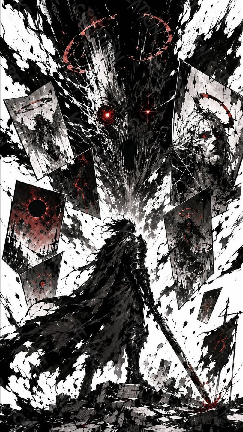 Dark Fantasy Knight Illustration 4K · Raw Sketch & Demonic Entity Art