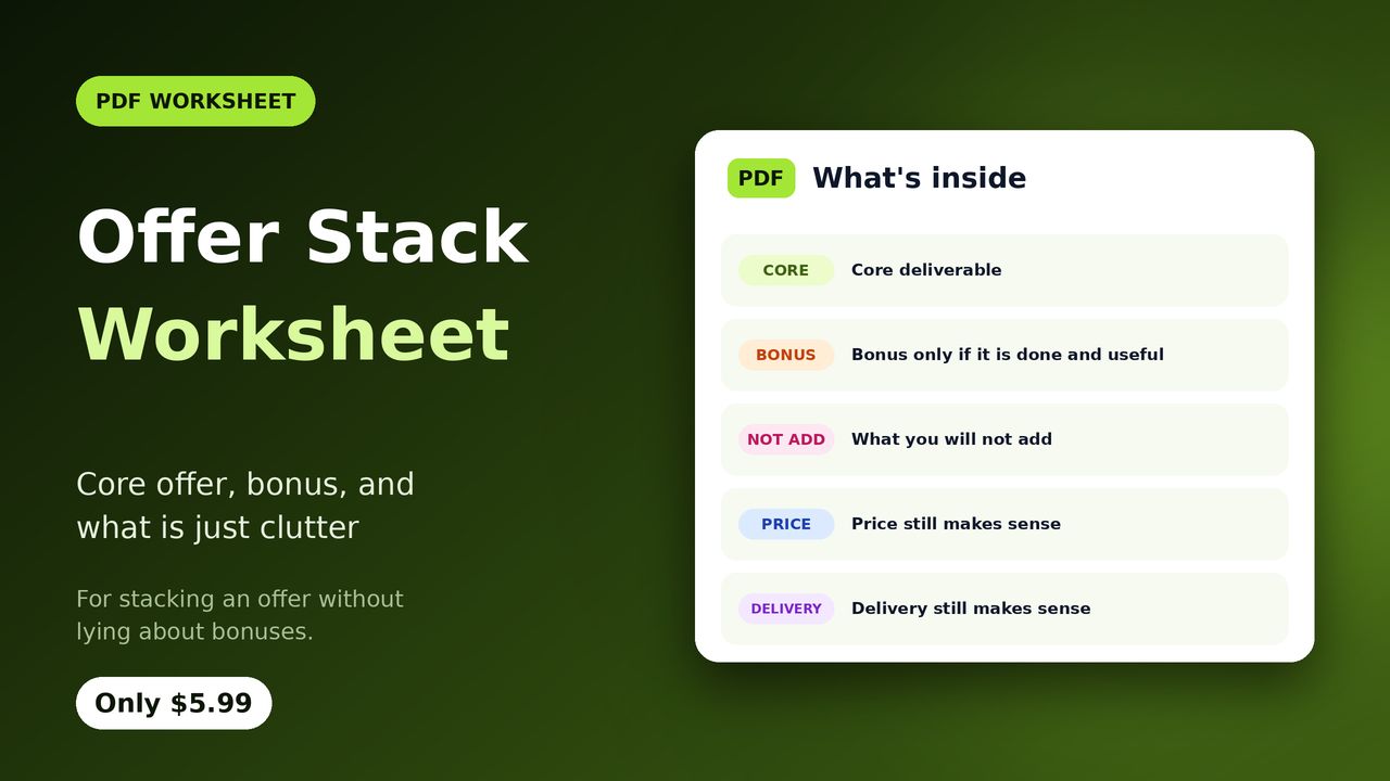 Offer Stack Worksheet