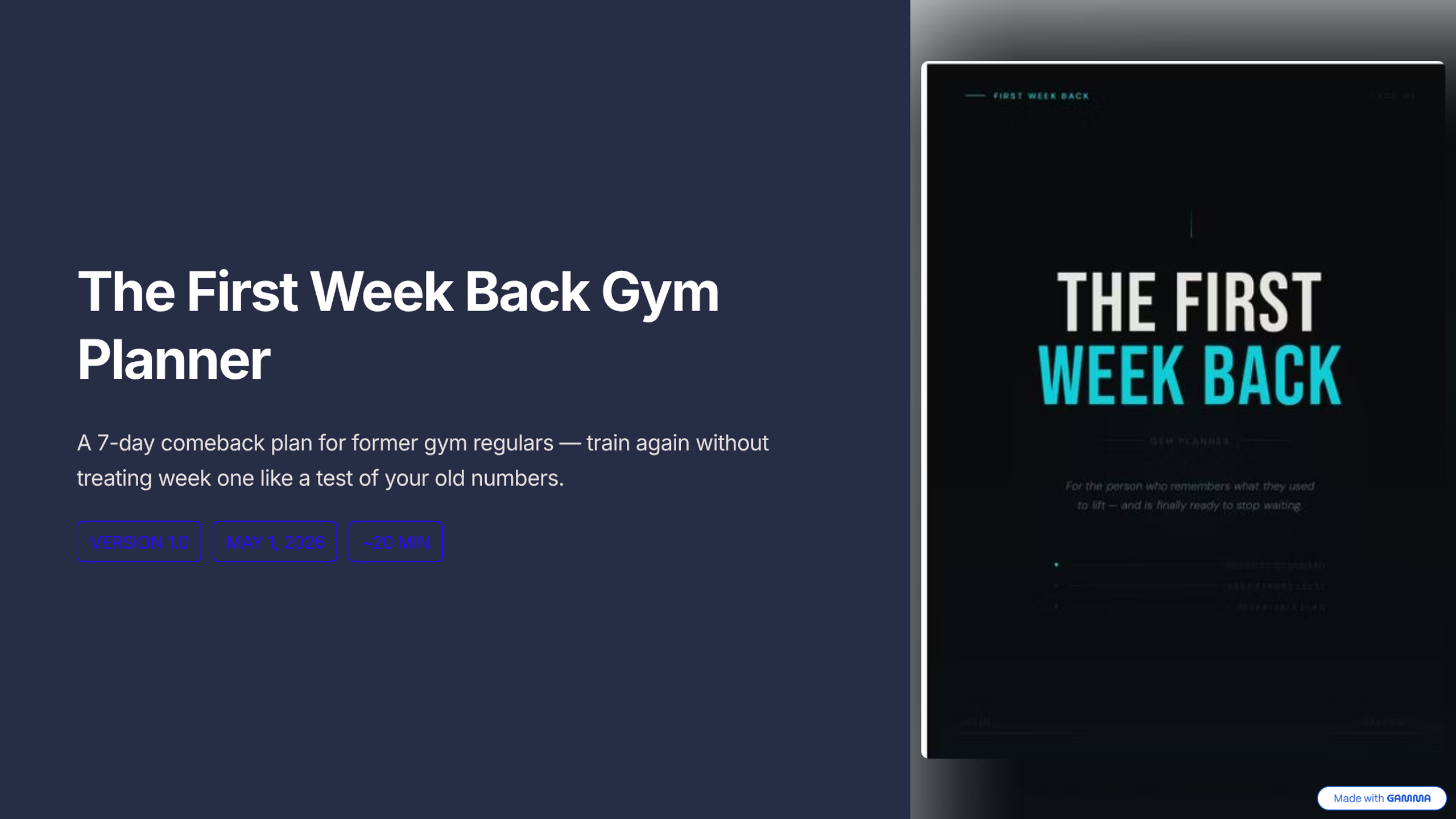 Back in the Gym Week 1 Planner