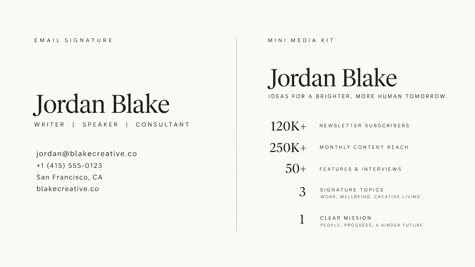 Email Signature and Mini Media Kit
