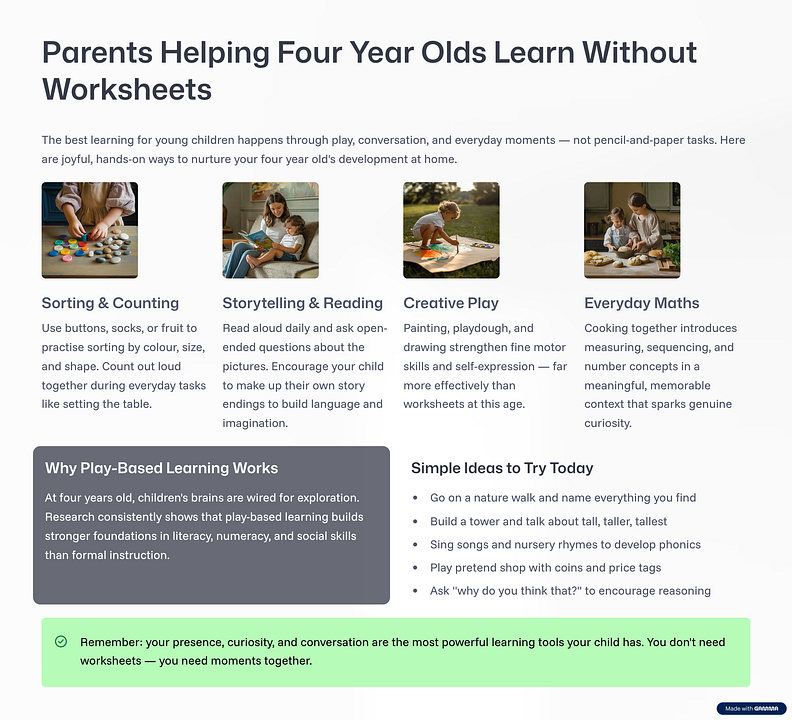 Parents Helping Four Year Olds Learn