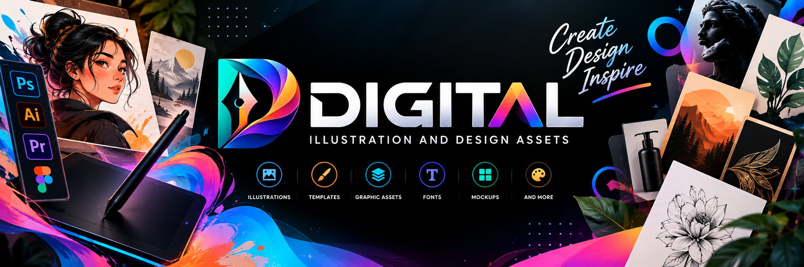 Digital illustration and design assets