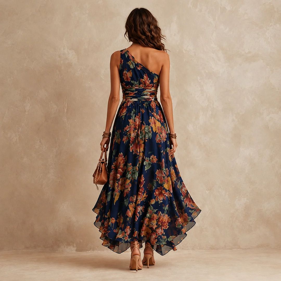 Céleste | Robe Maxi À Une Épaule Fleurie