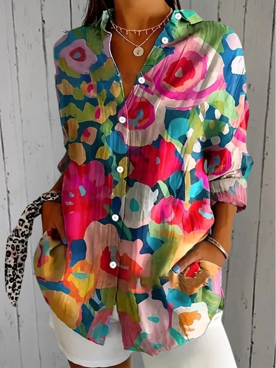 Annick™ | Blouse Artistique Vive à Boutons