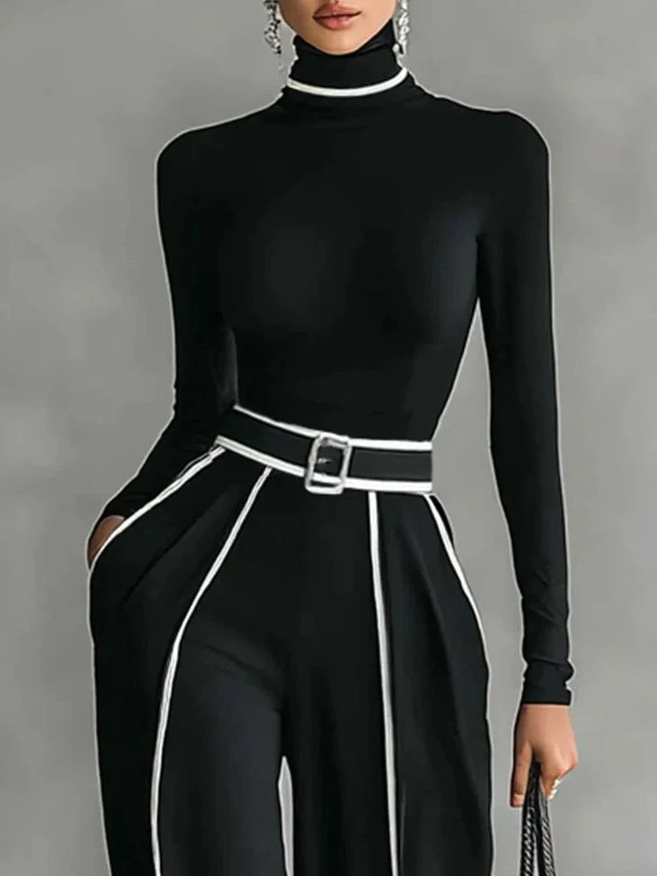 Emma | Ensemble Élégant à Col Montant et Pantalon Large