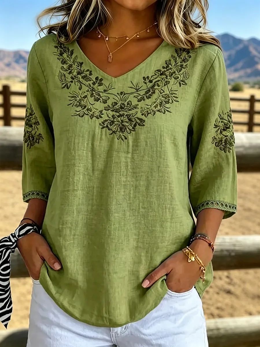 Églantine | Blouse Col V Botanique