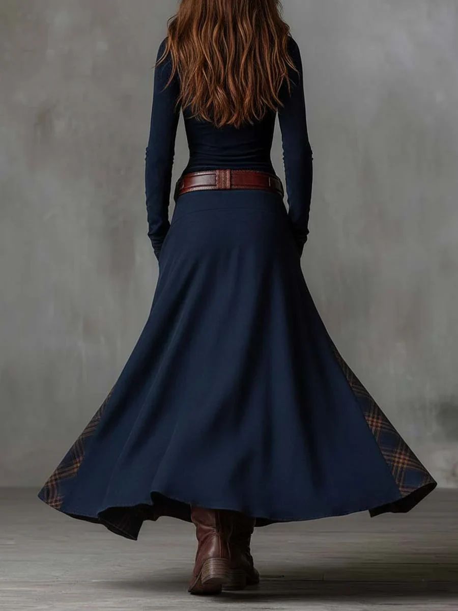 Élise | Robe Maxi en Suédine avec Ceinture