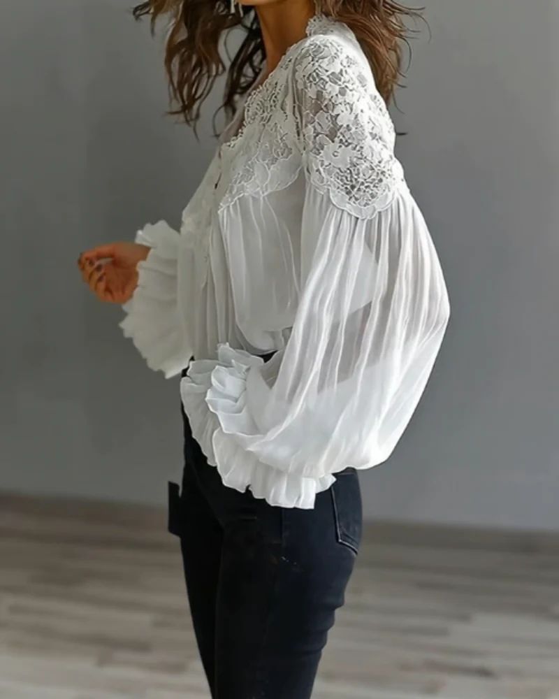 Céleste | Blouse Romantique à Dentelle
