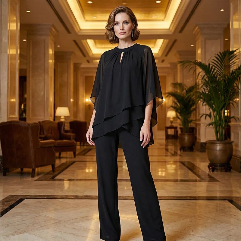 Jeannine | Ensemble Chemisier Asymétrique Superposé et Pantalon Large