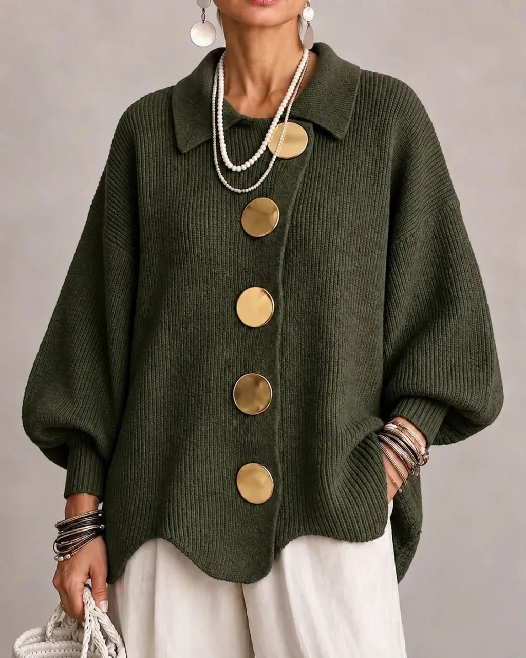 Capucine - Cardigan Boutonné Oversize à Col