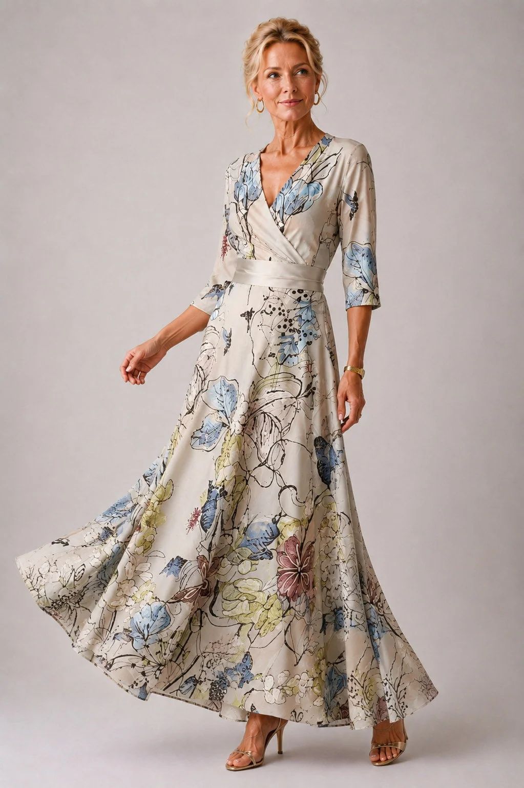 Julie | Robe Fleurie à Manches 3/4