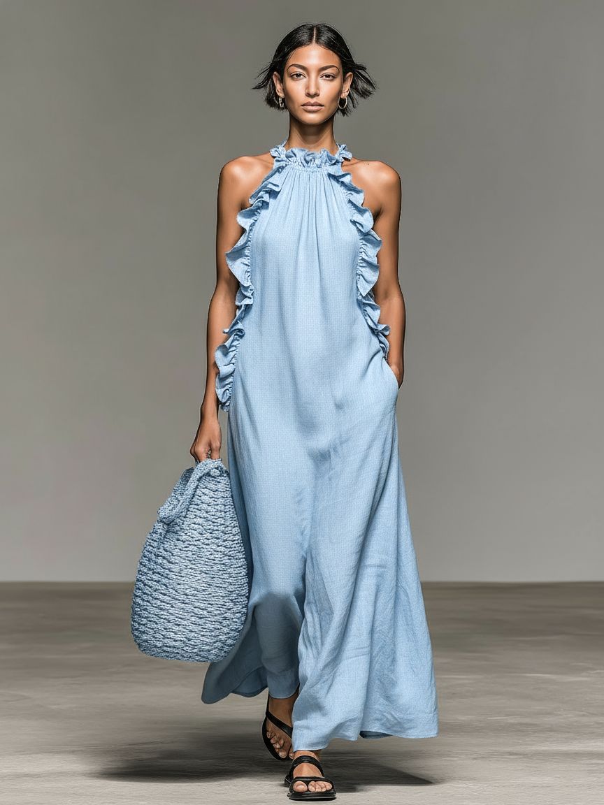 Gladys | Robe Maxi À Volants Sans Manches
