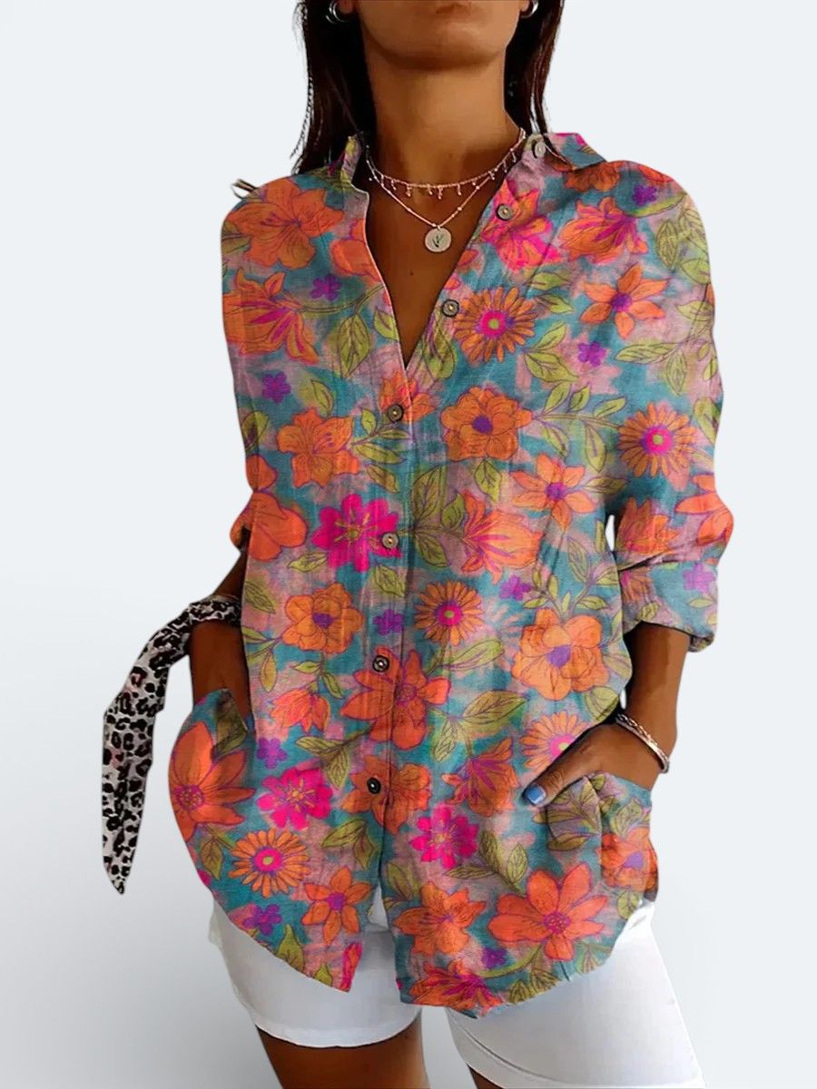 Valérie™ | Blouse Artistique Vive à Boutons