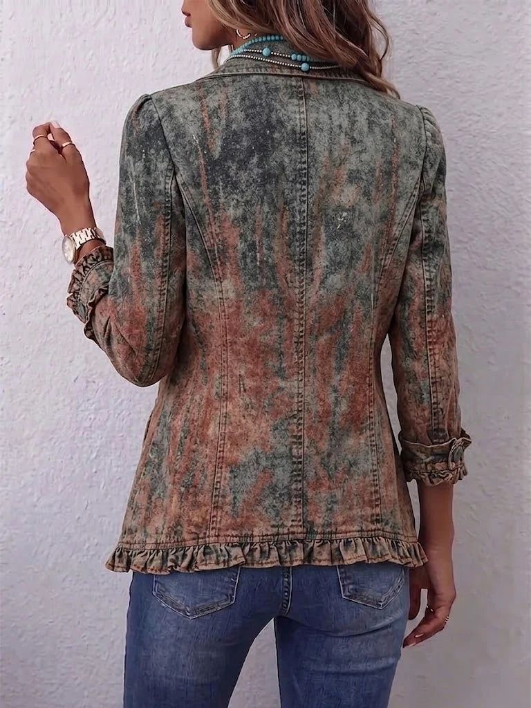 Flavie | Veste Vintage Dégradée Texturée à Volants