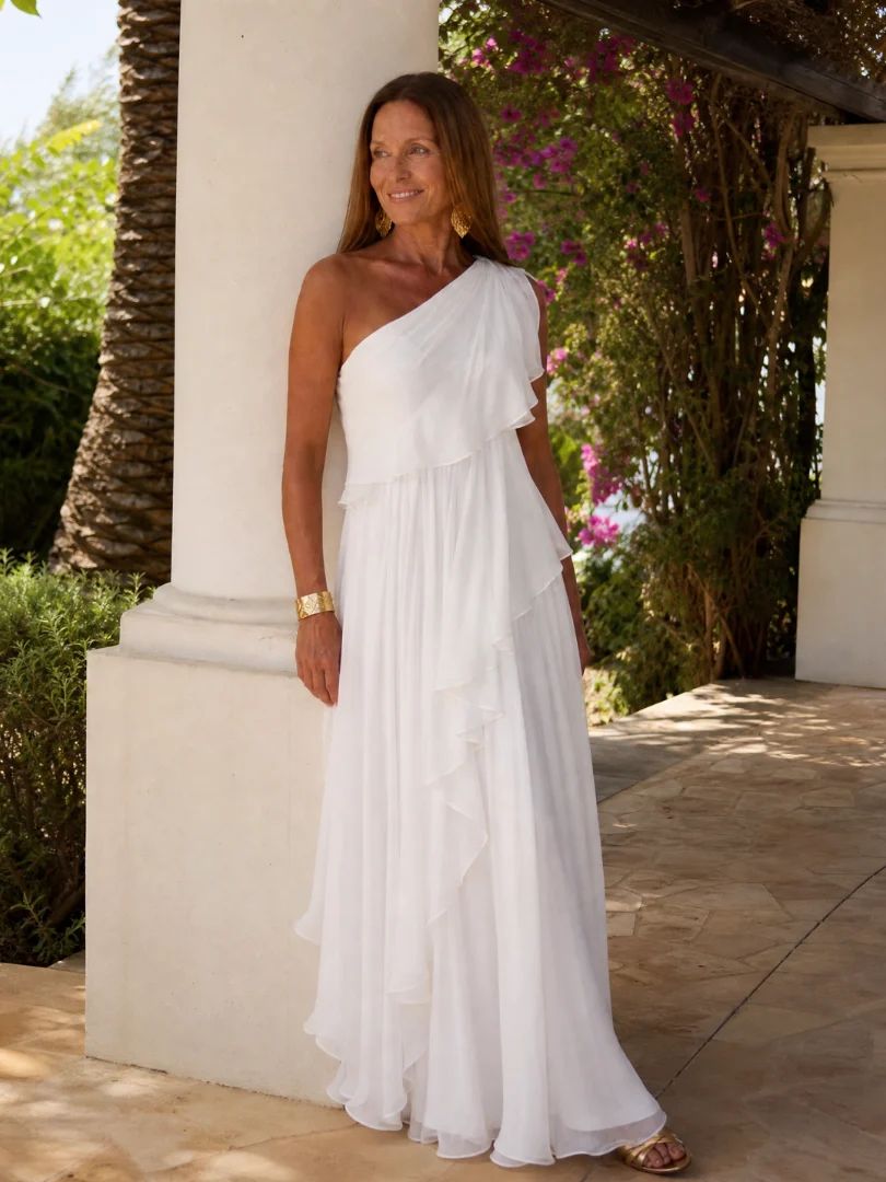 Thérèse | Robe Maxi À Une Épaule À Volants
