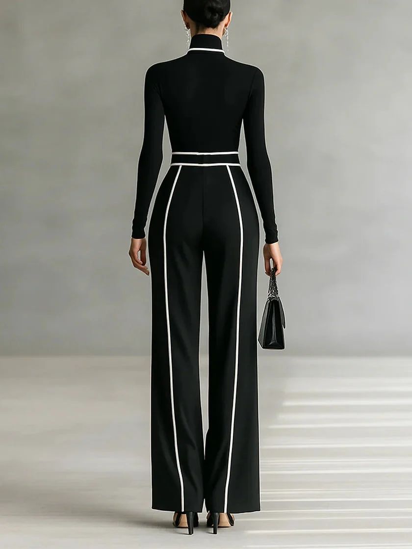 Emma | Ensemble Élégant à Col Montant et Pantalon Large