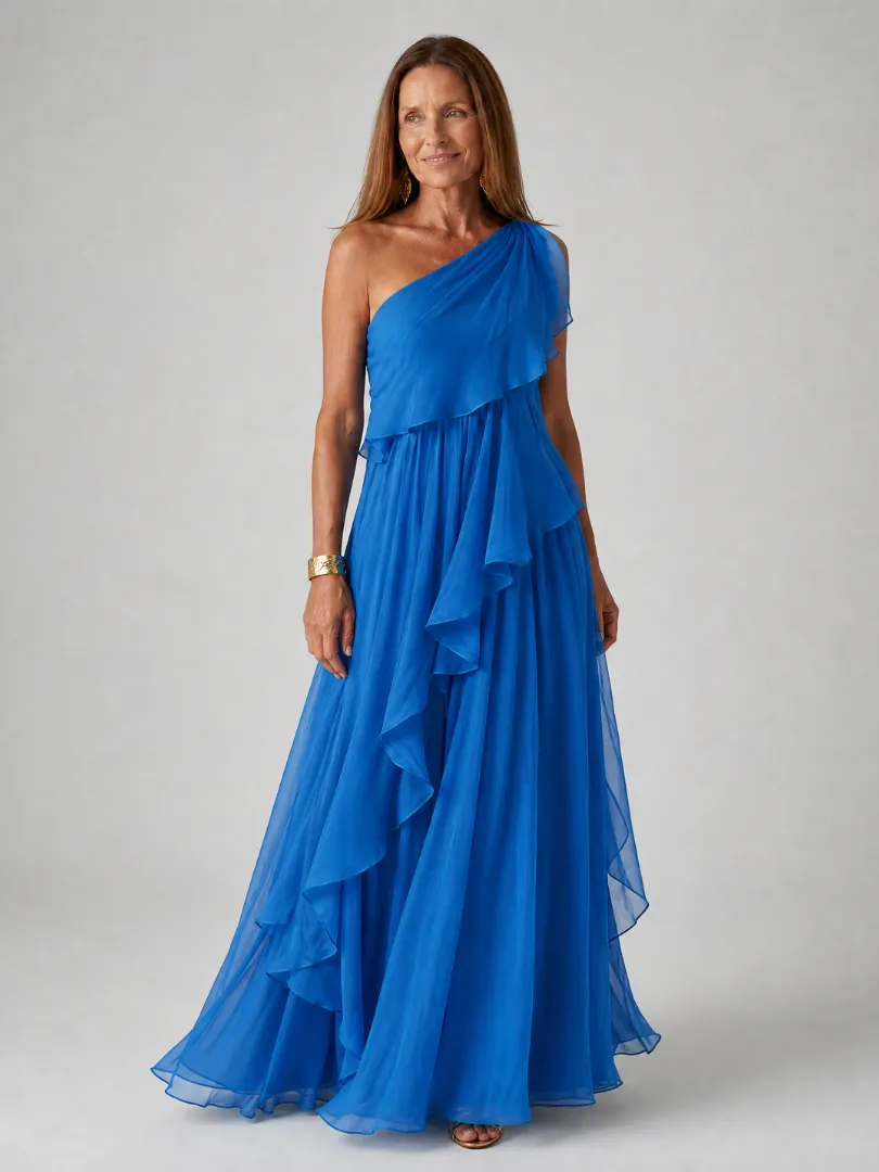 Thérèse | Robe Maxi À Une Épaule À Volants