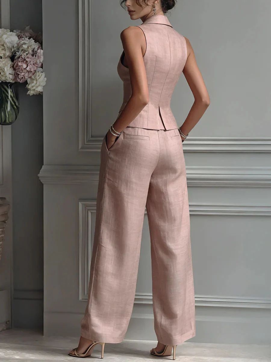 Louise | Ensemble deux pièces boutonné avec col en V pour femme