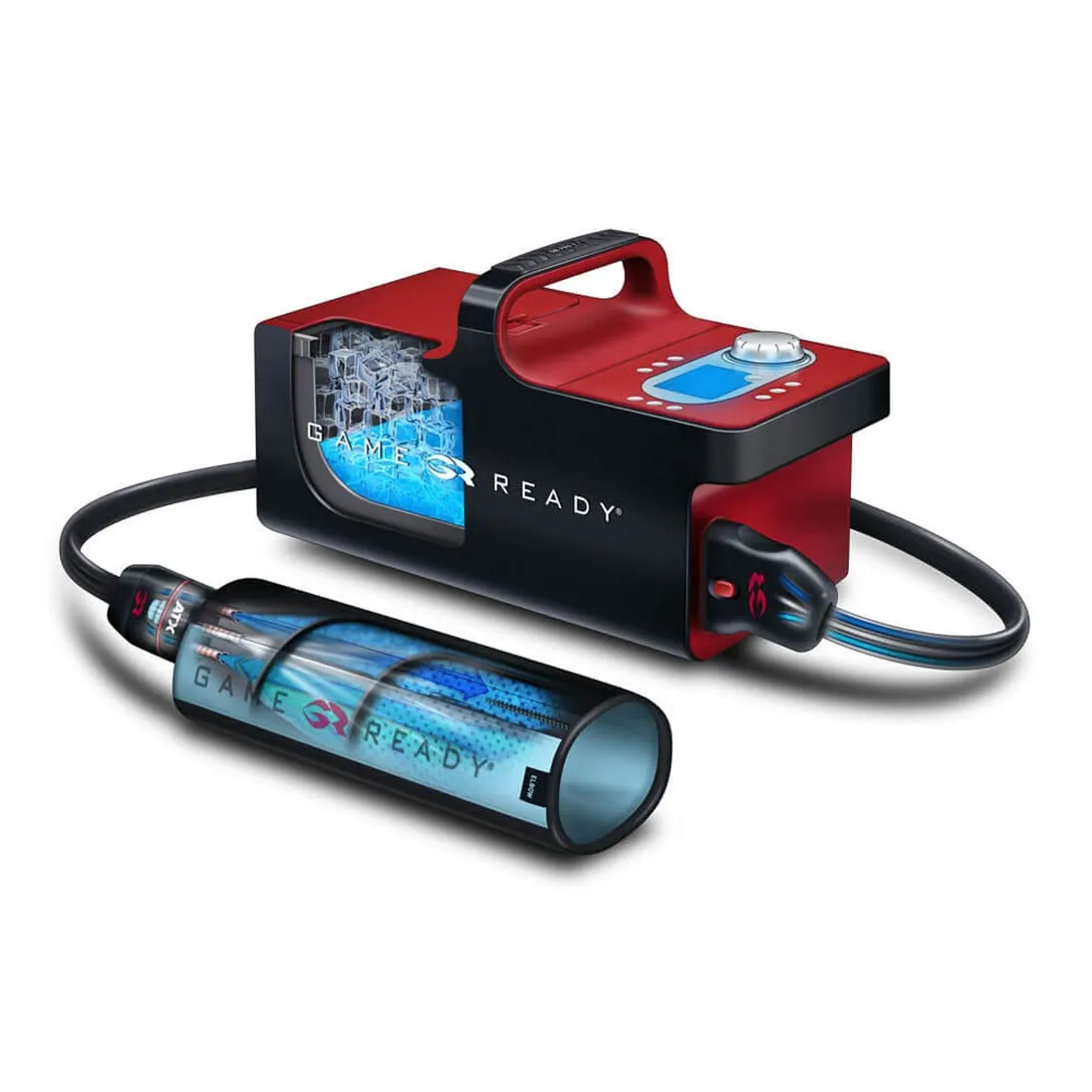 Game Ready GRPro 2.1 cold and compression system with control unit, connector hose, and ATX wrap