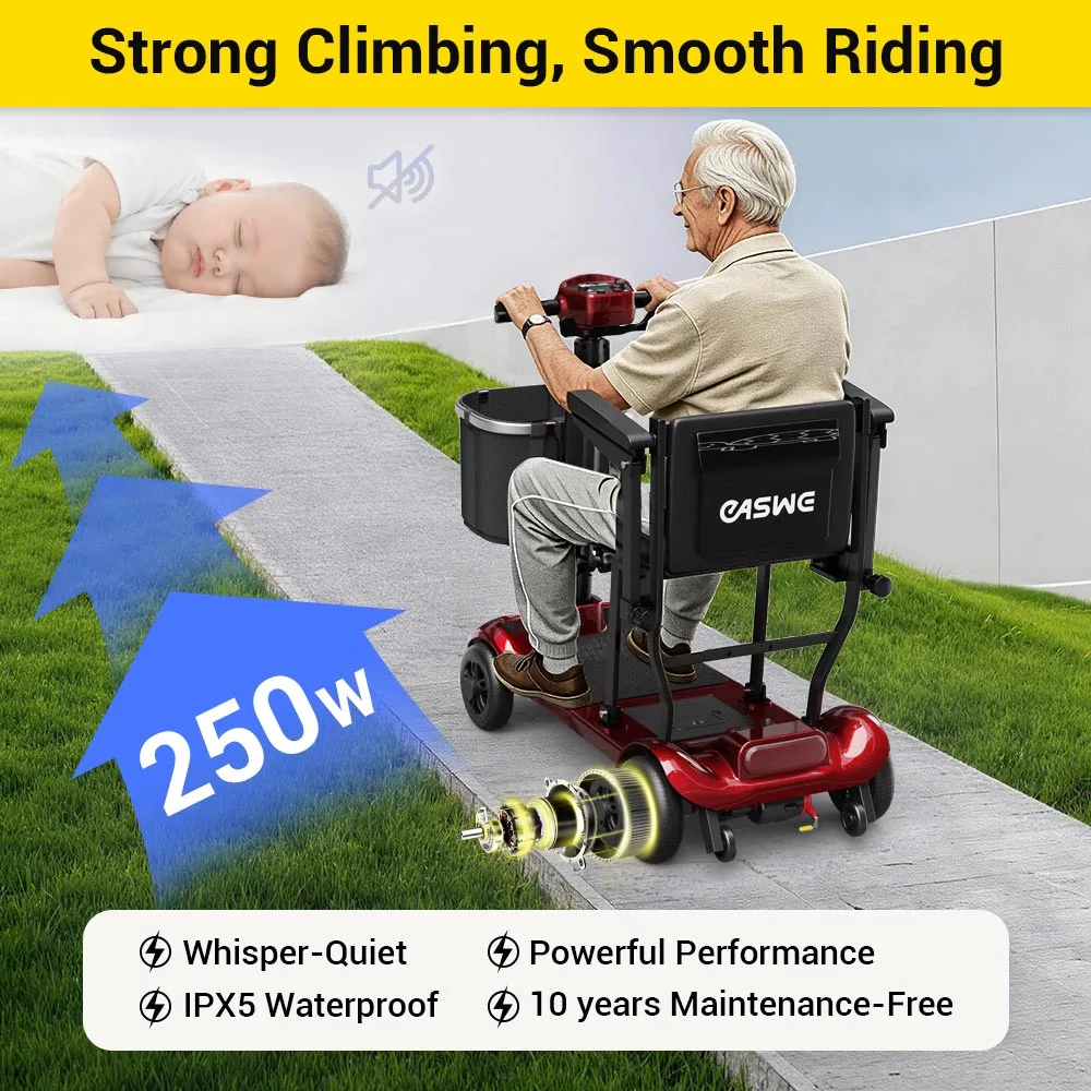 EASWE M10 foldable mobility scooter in red