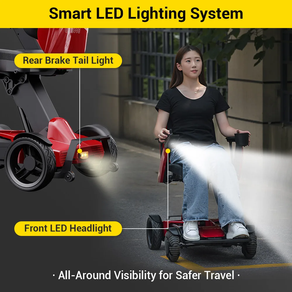 EASWE L10 electric wheelchair with adjustable seat height and headrest