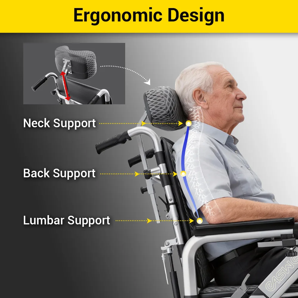 EASWE G10 heavy duty reclining electric wheelchair with headrest