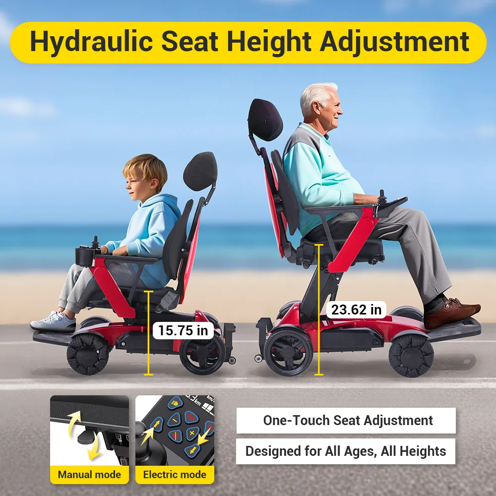 EASWE L10 electric wheelchair with adjustable seat height and headrest