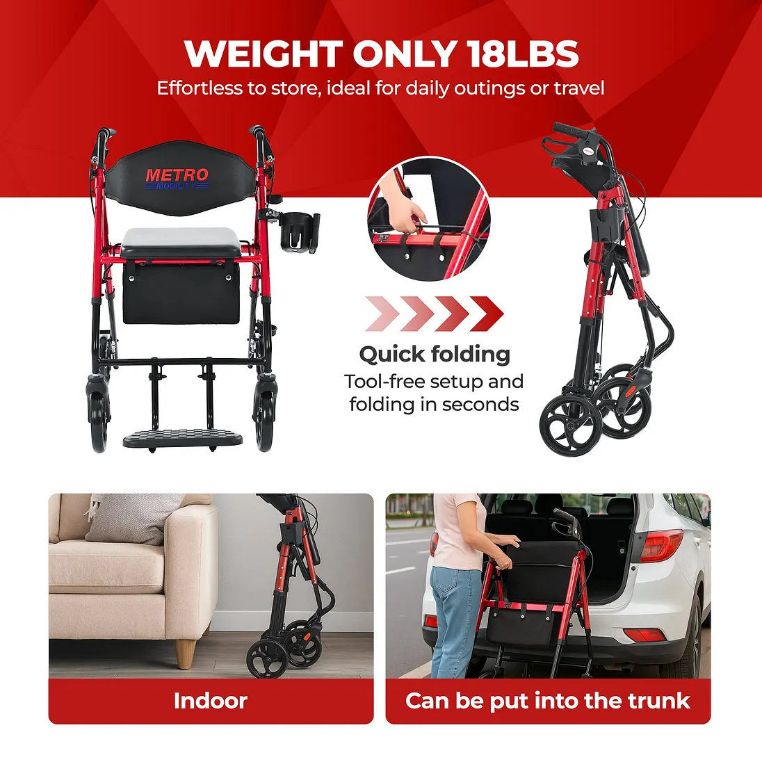 Metro Mobility M913P 2-in-1 Rollator