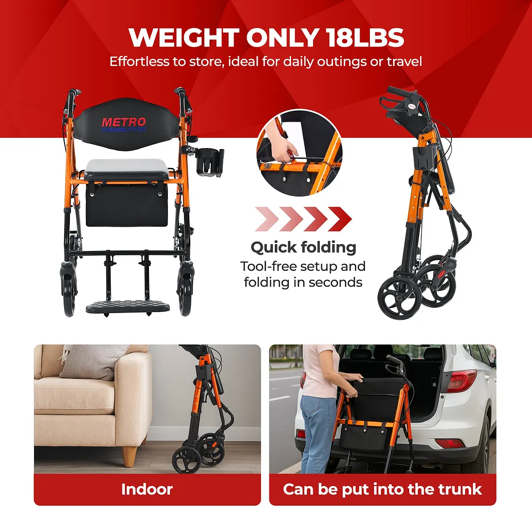 Metro Mobility M913P 2-in-1 Rollator