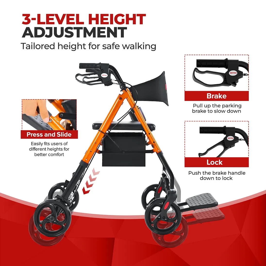 Metro Mobility M913P 2-in-1 Rollator