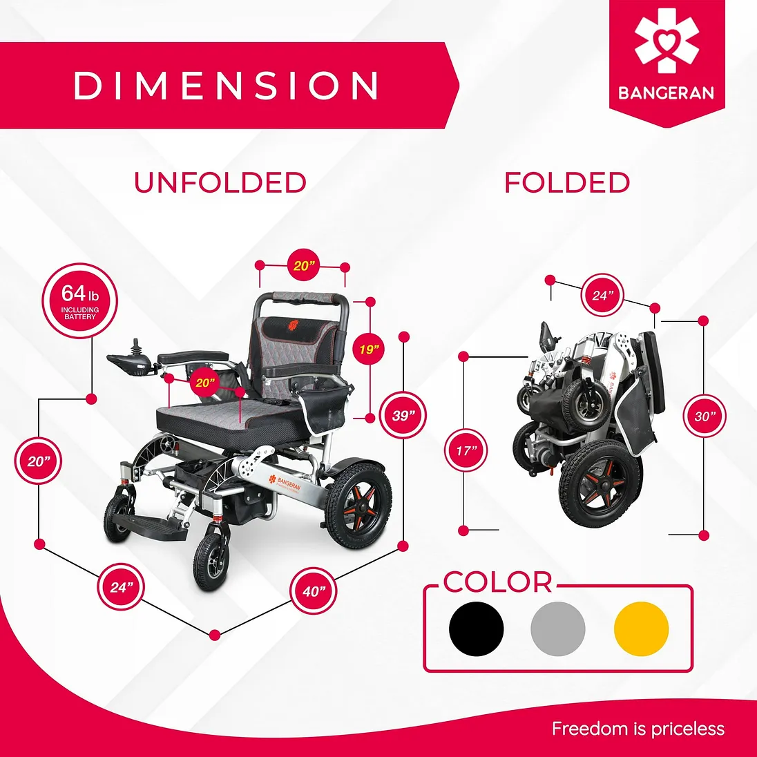 Bangeran Mammoth Ergonomic All-Terrain Compact Electric Wheelchair