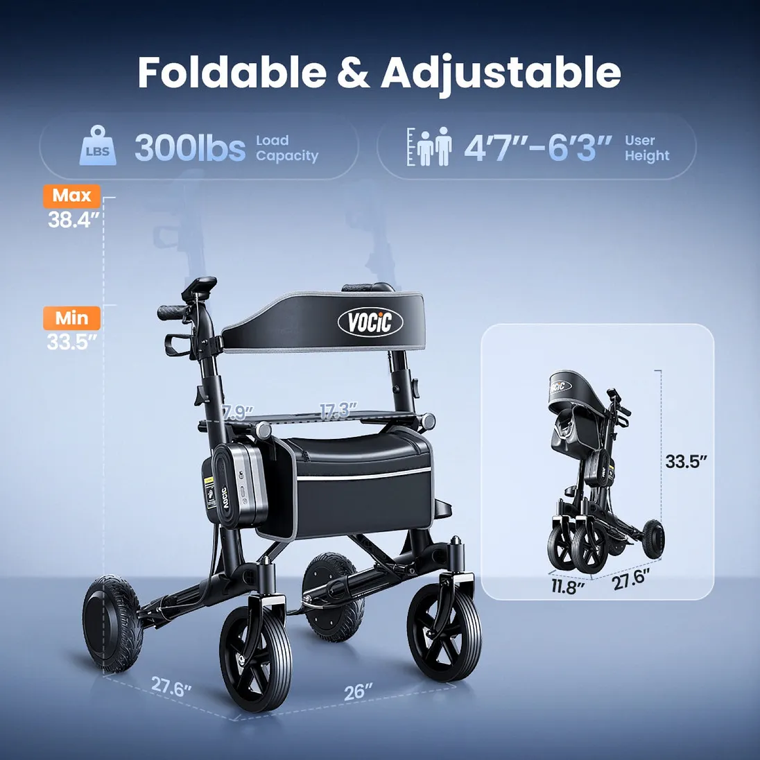Vocic Z73 Electric Outdoor Foldable Rollator Walker