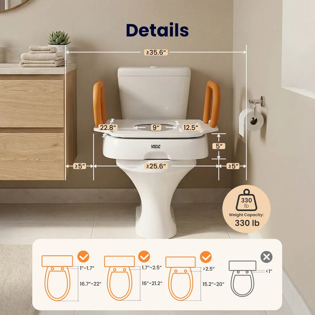Vocic AX12 Pro Comfort Steady Electric Toilet Seat Lift with Hand Controller