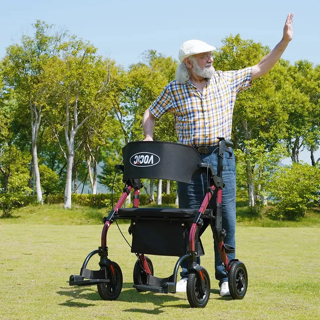 Vocic Z59 Heavy-Duty Bariatric 2-in-1 Rollator & Transport Chair