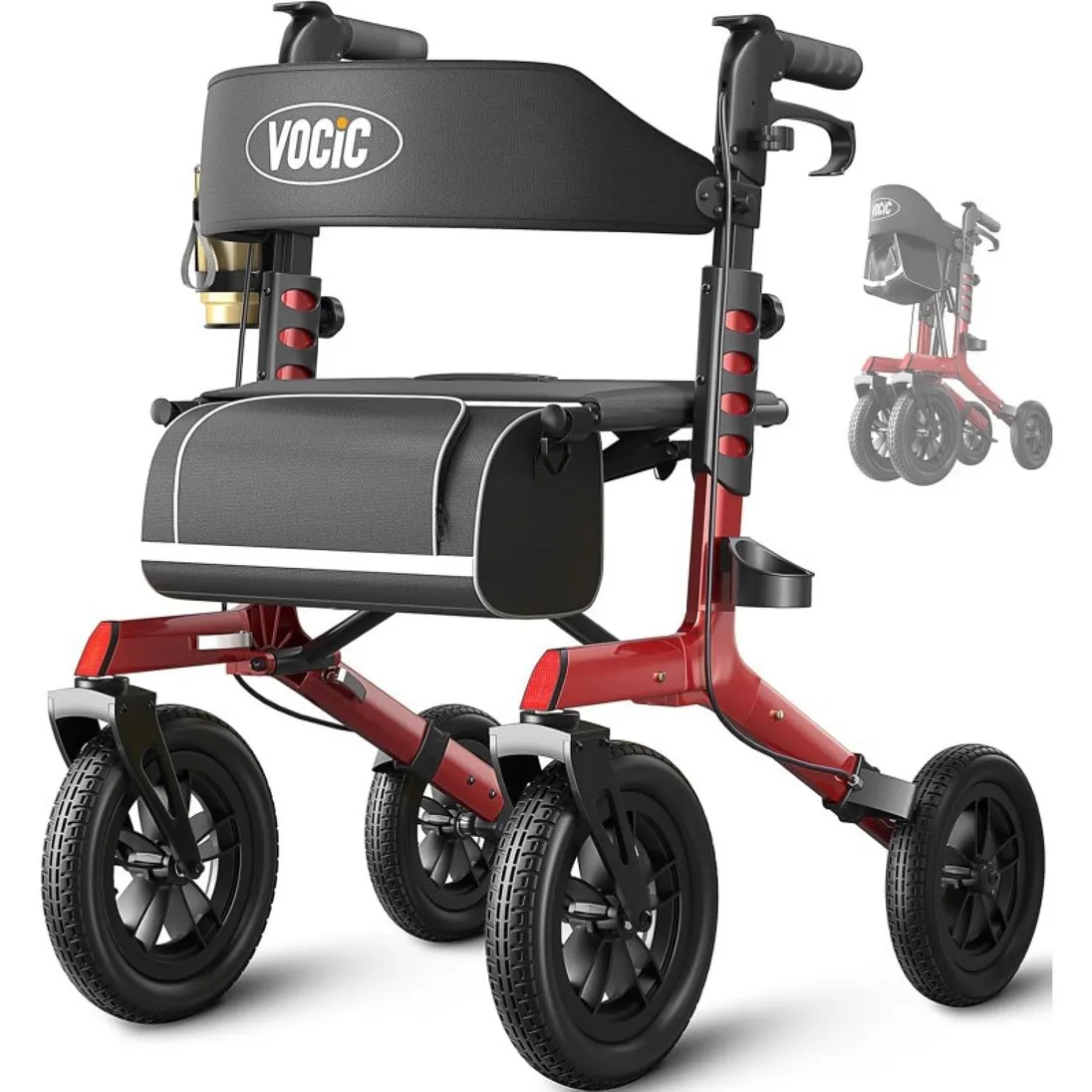 Vocic Z57 All-Terrain Outdoor Rollator with 12" Wheels