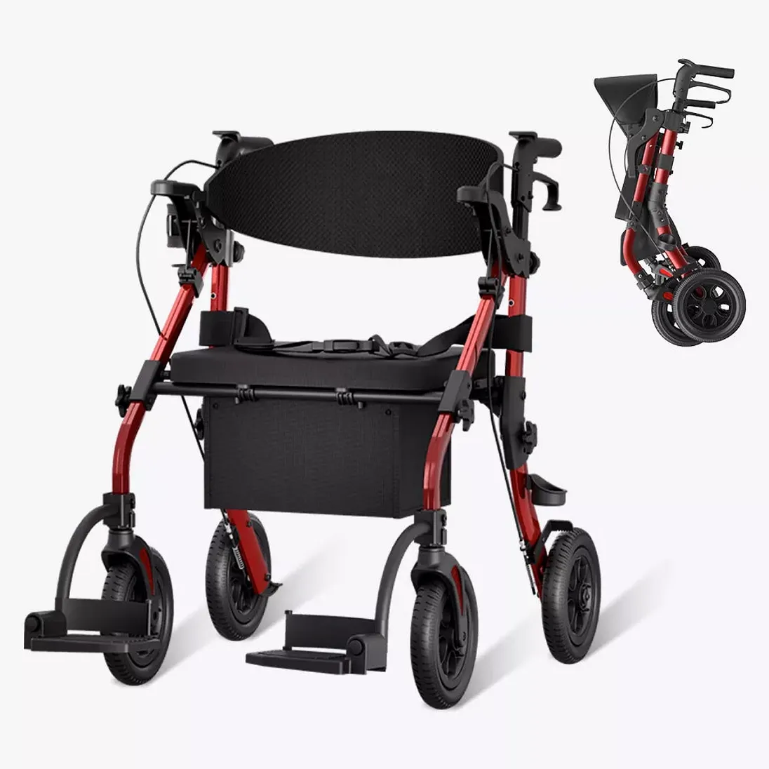 Vocic Z59 Heavy-Duty Bariatric 2-in-1 Rollator & Transport Chair