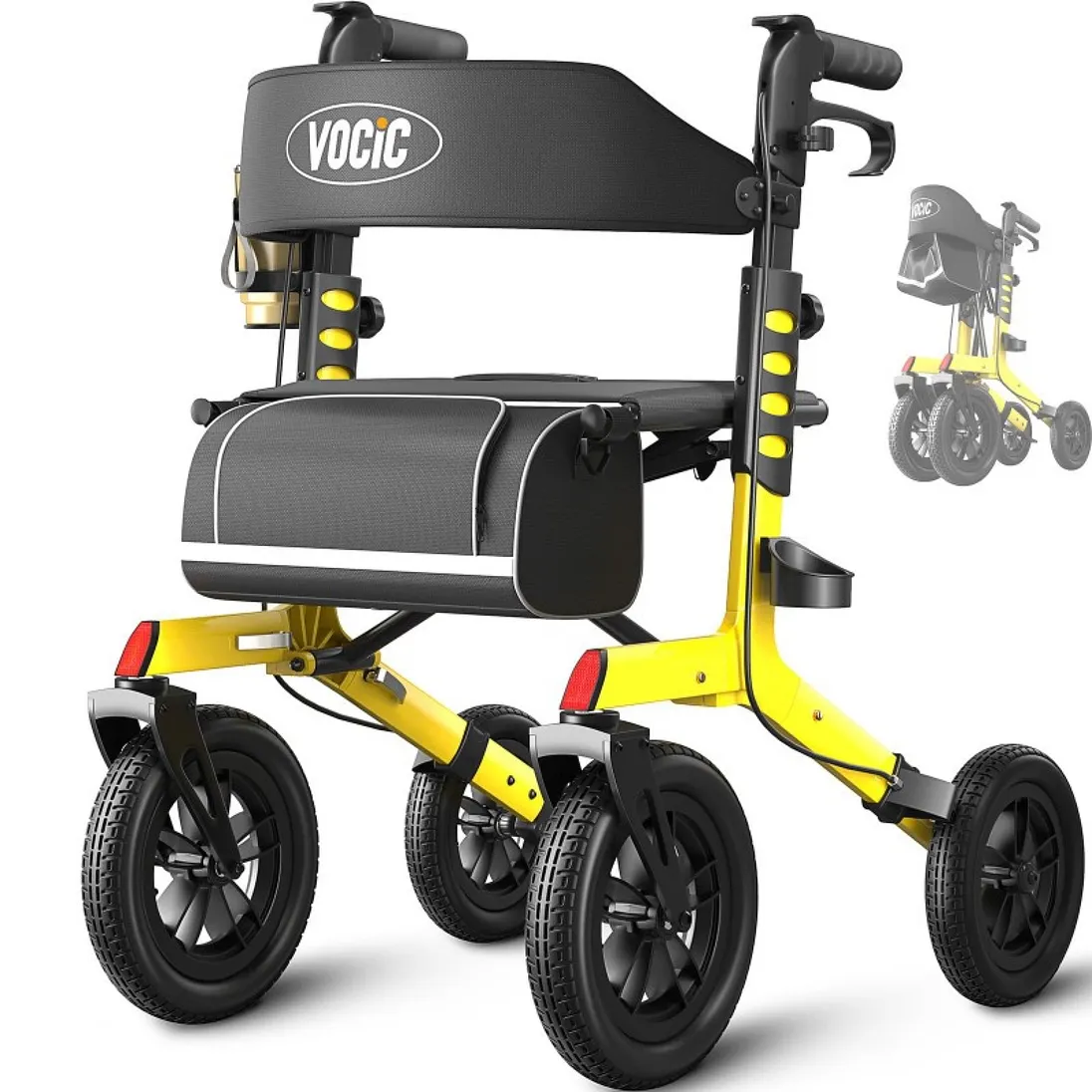 Vocic Z57 All-Terrain Outdoor Rollator with 12" Wheels