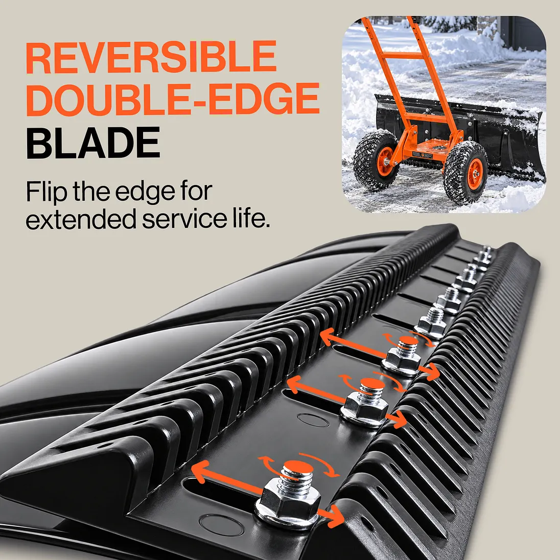 SuperHandy Wheeled Snow Shovel, 36" Snow Pusher with Adjustable Blade - GUT222