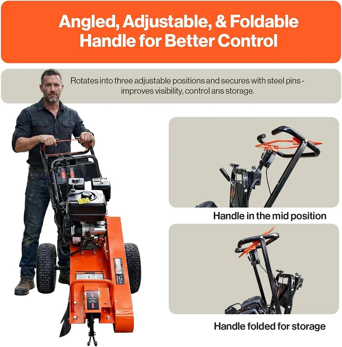 SuperHandy 15HP Gas Stump Grinder with Electric Start & Sweep Function, 420cc - GUO152
