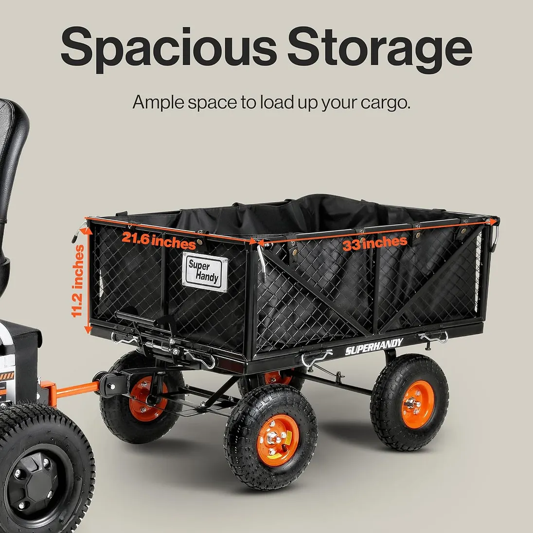 SuperHandy Towable Garden Cart with Quick Dump, 10" Tires - GUO109